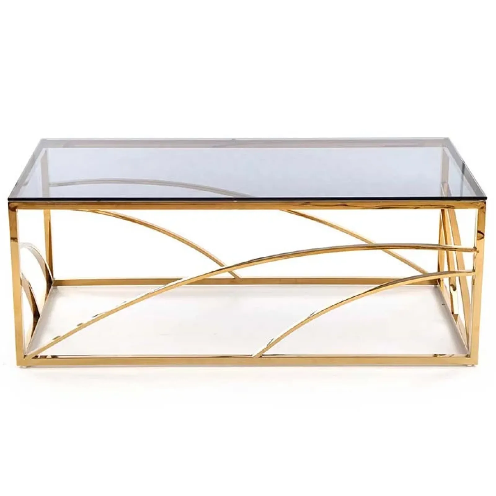 Garnero Arredamenti Tavolini Moderni|Tavolini Moderni-Tavolino da salotto 120x60cm vetro acciaio cromato Cuvel Gold Oro