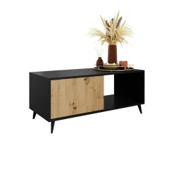 Garnero Arredamenti Tavolini Moderni|Tavolini Moderni-Tavolino da solotto 120x52cm 1 anta 2 vani rovere nero Hans