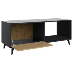 Garnero Arredamenti Tavolini Moderni|Tavolini Moderni-Tavolino da solotto 120x52cm 1 anta 2 vani rovere nero Hans