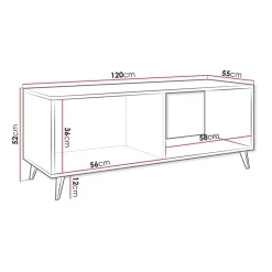 Garnero Arredamenti Tavolini Moderni|Tavolini Moderni-Tavolino da solotto 120x52cm 1 anta 2 vani rovere nero Hans
