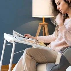 Garnero Arredamenti Accessori Ufficio-Tavolino pieghevole multiposizione 53x70cm metallo bianco Giga