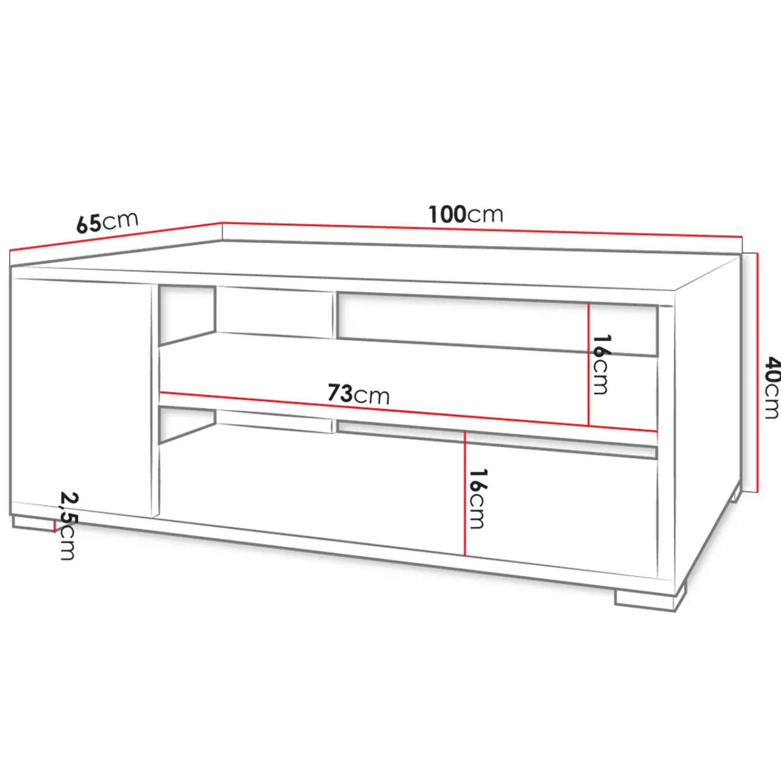 Garnero Arredamenti Tavolini Moderni|Tavolini Moderni-Tavolino salotto 100x65cm design moderno 2 ante bianco Pastello