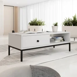 Garnero Arredamenti Tavolini Moderni|Tavolini Moderni-Tavolino salotto 90x50cm design moderno bianco Pollon Bianco Opaco