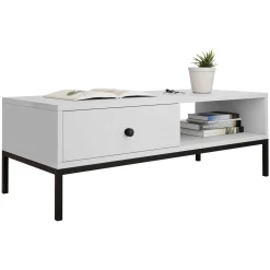 Garnero Arredamenti Tavolini Moderni|Tavolini Moderni-Tavolino salotto  90x50cm design moderno bianco Pollon Bianco Opaco