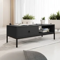 Garnero Arredamenti Tavolini Moderni|Tavolini Moderni-Tavolino salotto 90x50cm design moderno nero Pollon Nero Opaco