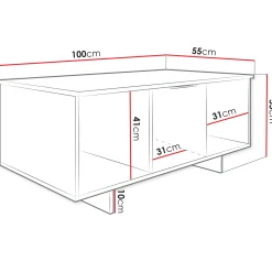 Garnero Arredamenti Tavolini Moderni|Tavolini Moderni-Tavolino soggiorno 100x55cm 2 ante grigio Stone