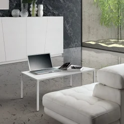 Garnero Arredamenti Tavolini Classici|Tavolini Classici-Tavolino 55x90 cm da salotto rettangolare frassino metallo Blade Bianco