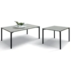 Garnero Arredamenti Tavolini Classici|Tavolini Classici-Tavolino 55x90 cm da salotto rettangolare grigio metallo Blade Cemento