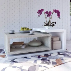 Garnero Arredamenti Tavolini Moderni|Tavolini Moderni-Tavolino 120x60cm da salotto design bianco cemento Megan Gihome® Bianco Opaco - Cemento