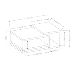 Garnero Arredamenti Tavolini Moderni|Tavolini Moderni-Tavolino 120x60cm da salotto design bianco cemento Megan Gihome® Bianco Opaco - Cemento