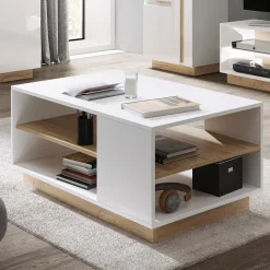 Garnero Arredamenti Tavolini Moderni|Tavolini Moderni-Tavolino 100x60cm da salotto design bianco opaco Noa Gihome® Bianco Lucido - Rovere