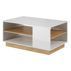 Garnero Arredamenti Tavolini Moderni|Tavolini Moderni-Tavolino 100x60cm da salotto design bianco opaco Noa Gihome® Bianco Lucido - Rovere