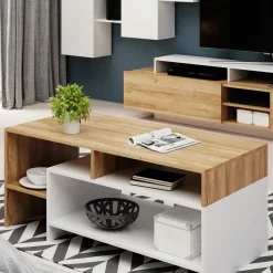 Garnero Arredamenti Tavolini Moderni|Tavolini Moderni-Tavolino 120x60cm da salotto moderno rovere bianco Blob Rovere - Bianco opaco