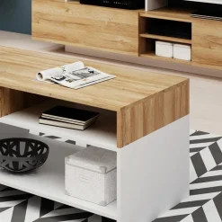 Garnero Arredamenti Tavolini Moderni|Tavolini Moderni-Tavolino 120x60cm da salotto moderno rovere bianco Blob Rovere - Bianco opaco