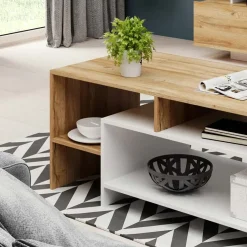 Garnero Arredamenti Tavolini Moderni|Tavolini Moderni-Tavolino 120x60cm da salotto moderno rovere bianco Blob Rovere - Bianco opaco