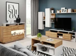 Garnero Arredamenti Tavolini Moderni|Tavolini Moderni-Tavolino 120x60cm da salotto moderno rovere bianco Blob Rovere - Bianco opaco