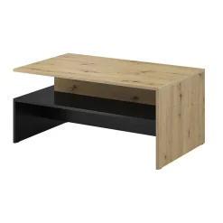 Garnero Arredamenti Tavolini Moderni|Tavolini Moderni-Tavolino 100x45cm da salotto rovere chiaro nero Emotion Gihome® Nero Opaco - Rovere Rustico