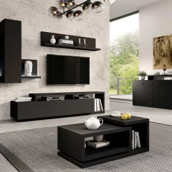 Garnero Arredamenti Tavolini Moderni|Tavolini Moderni-Tavolino 120x60cm da salotto rettangolare Megan Gihome® Nero Opaco