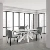 Garnero Arredamenti Tavoli Da Pranzo|Tavoli Allungabili-Tavolo 160/240 allungabile effetto marmo bianco metallo bianco Ray
