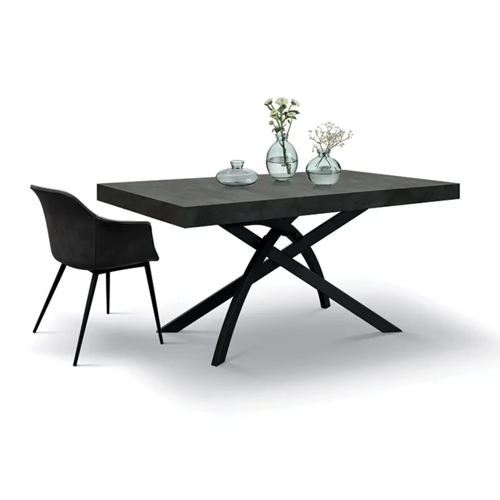 Garnero Arredamenti Tavoli Da Pranzo|Tavoli Allungabili-Tavolo 140/220 cm allungabile acciaio ossidato metallo Otab Ossido