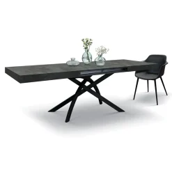 Garnero Arredamenti Tavoli Da Pranzo|Tavoli Allungabili-Tavolo 140/220 cm allungabile acciaio ossidato metallo Otab Ossido