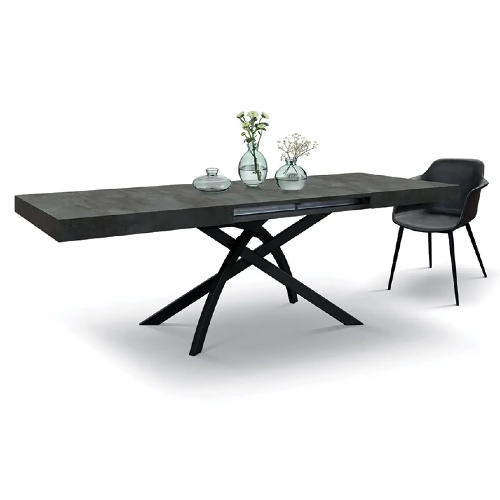 Garnero Arredamenti Tavoli Da Pranzo|Tavoli Allungabili-Tavolo 140/220 cm allungabile acciaio ossidato metallo Otab Ossido