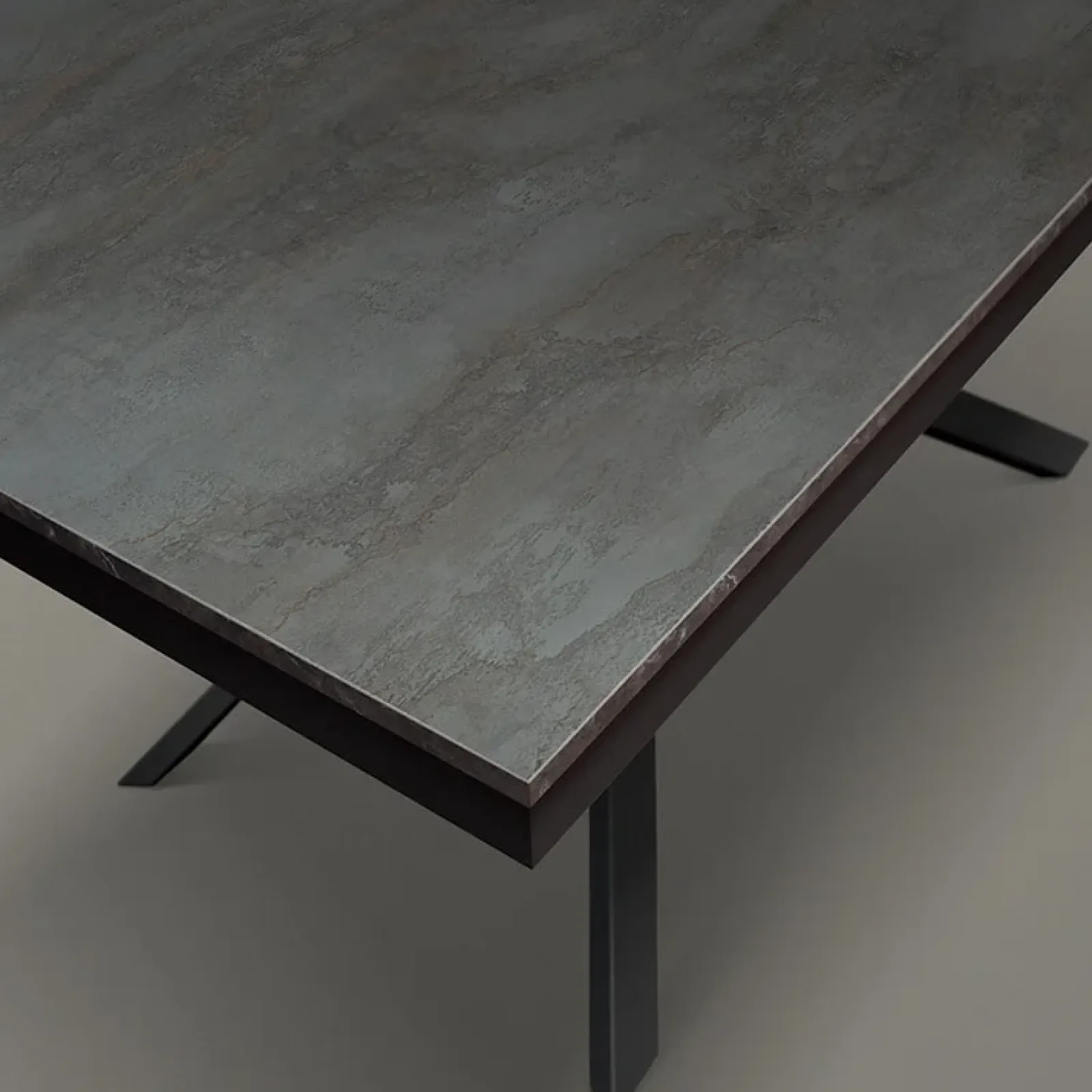 Garnero Arredamenti Tavoli Da Pranzo|Tavoli Allungabili-Tavolo 140/220 cm allungabile acciaio ossidato metallo Otab Ossido