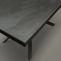Garnero Arredamenti Tavoli Da Pranzo|Tavoli Allungabili-Tavolo 140/200 cm  allungabile acciaio ossido metallo Velvet Ossido - Nero opaco