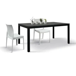 Garnero Arredamenti Tavoli Da Pranzo|Tavoli Allungabili-Tavolo 140/200 cm allungabile acciaio metallo Alanda Ossido