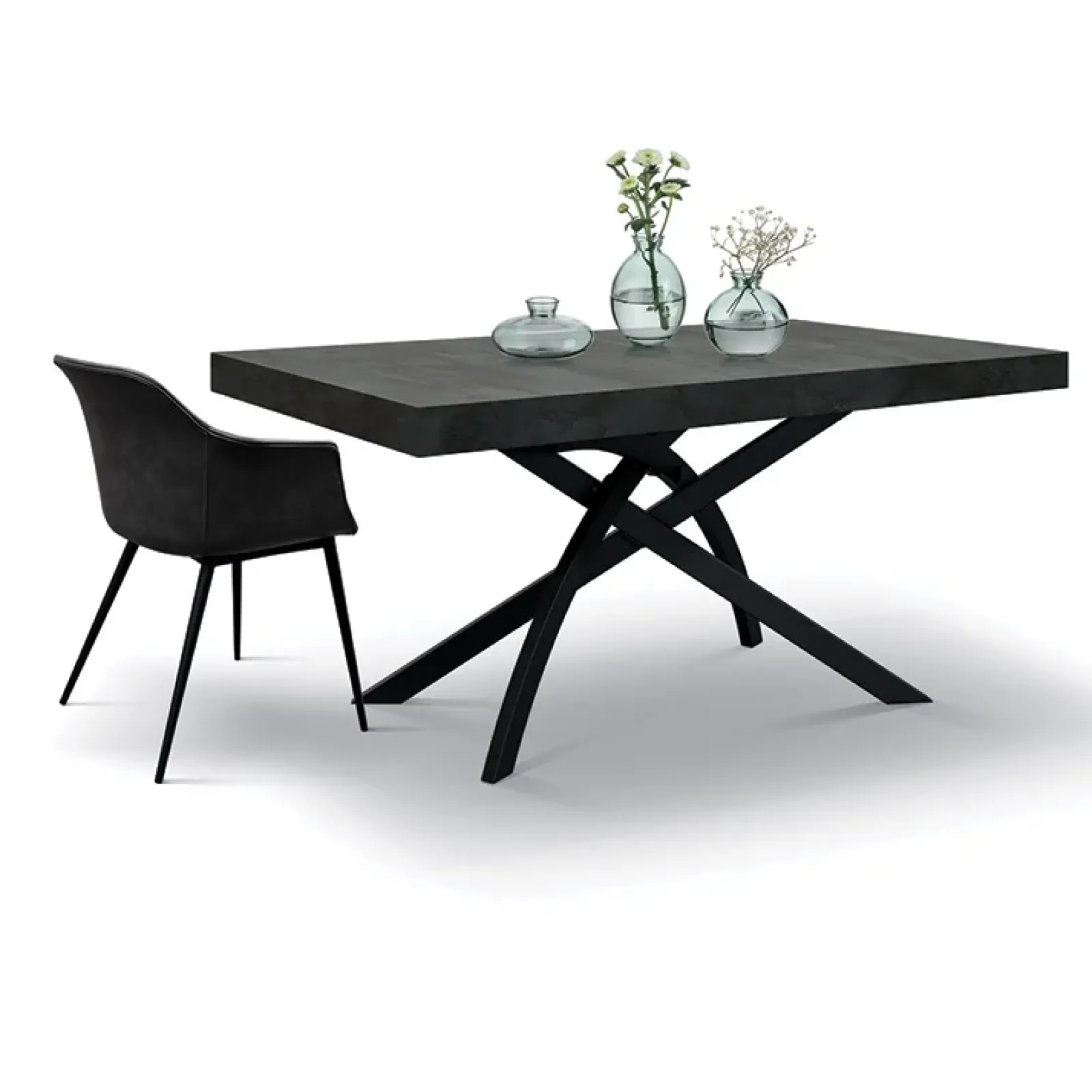 Garnero Arredamenti Tavoli Da Pranzo|Tavoli Allungabili-Tavolo 160/240 cm allungabile acciaio ossidato metallo Otab Ossido