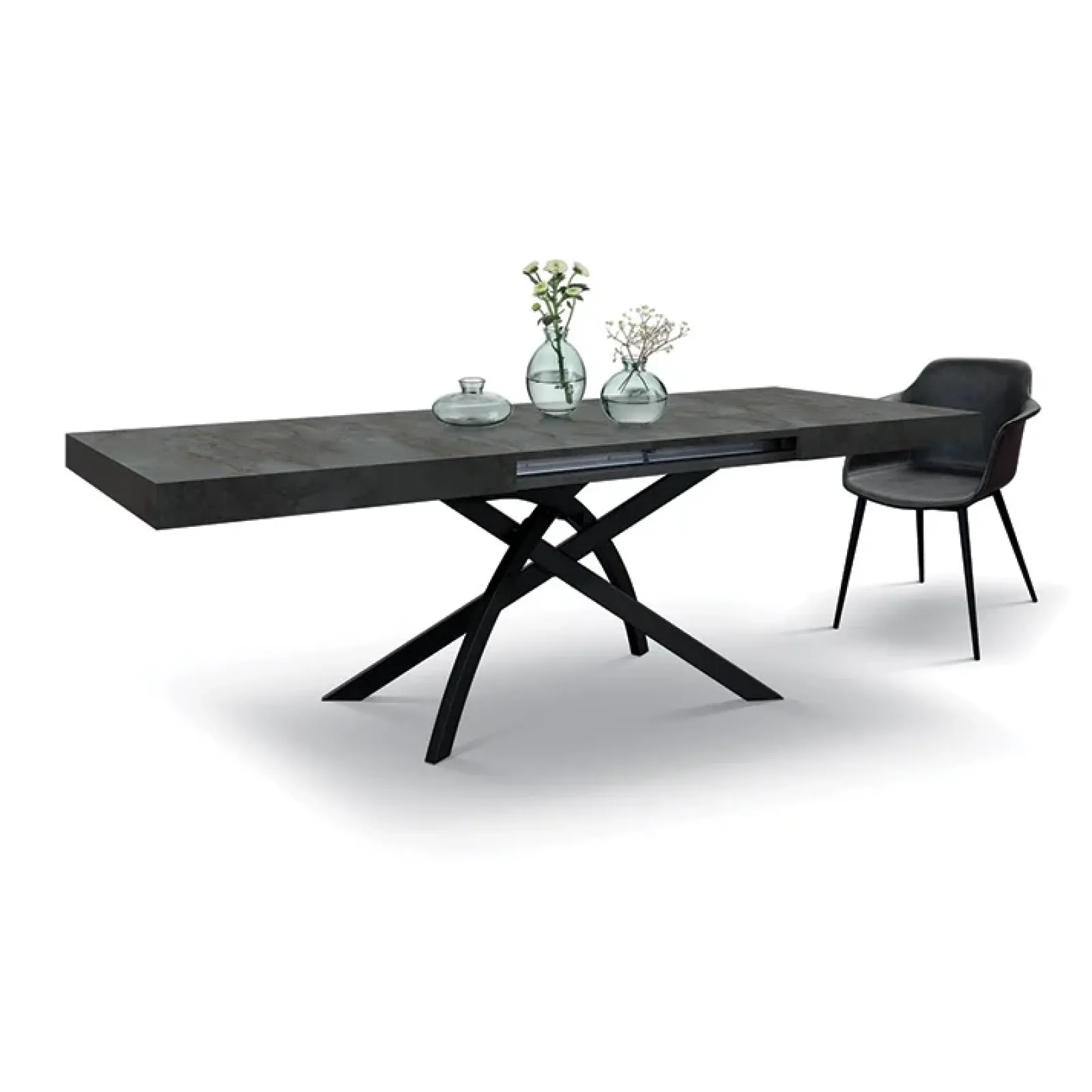 Garnero Arredamenti Tavoli Da Pranzo|Tavoli Allungabili-Tavolo 160/240 cm allungabile acciaio ossidato metallo Otab Ossido