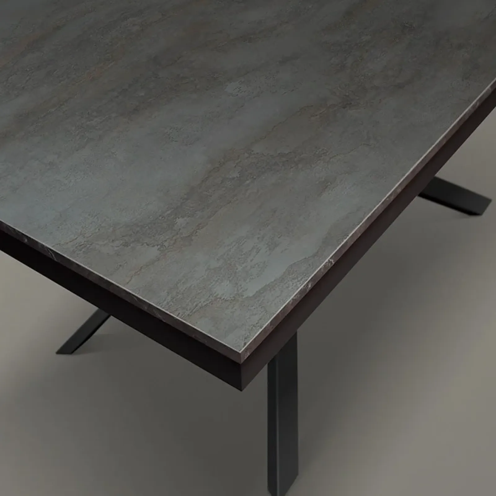 Garnero Arredamenti Tavoli Da Pranzo|Tavoli Allungabili-Tavolo 160/240 cm allungabile acciaio ossidato metallo Otab Ossido