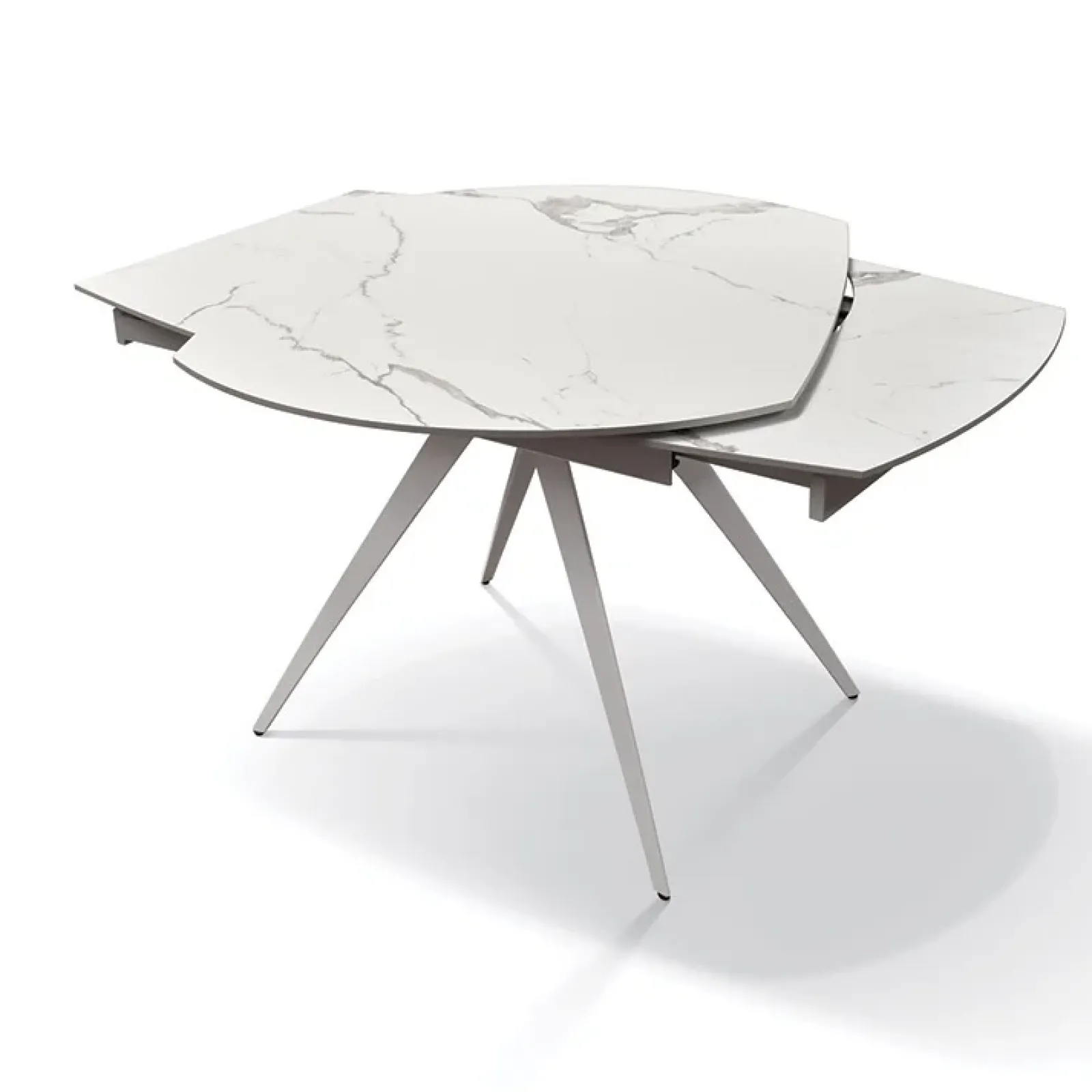 Garnero Arredamenti Tavoli Da Pranzo|Tavoli Allungabili-Tavolo 120/180 cm allungabile bianco effetto marmo metallo Globo Marmo bianco