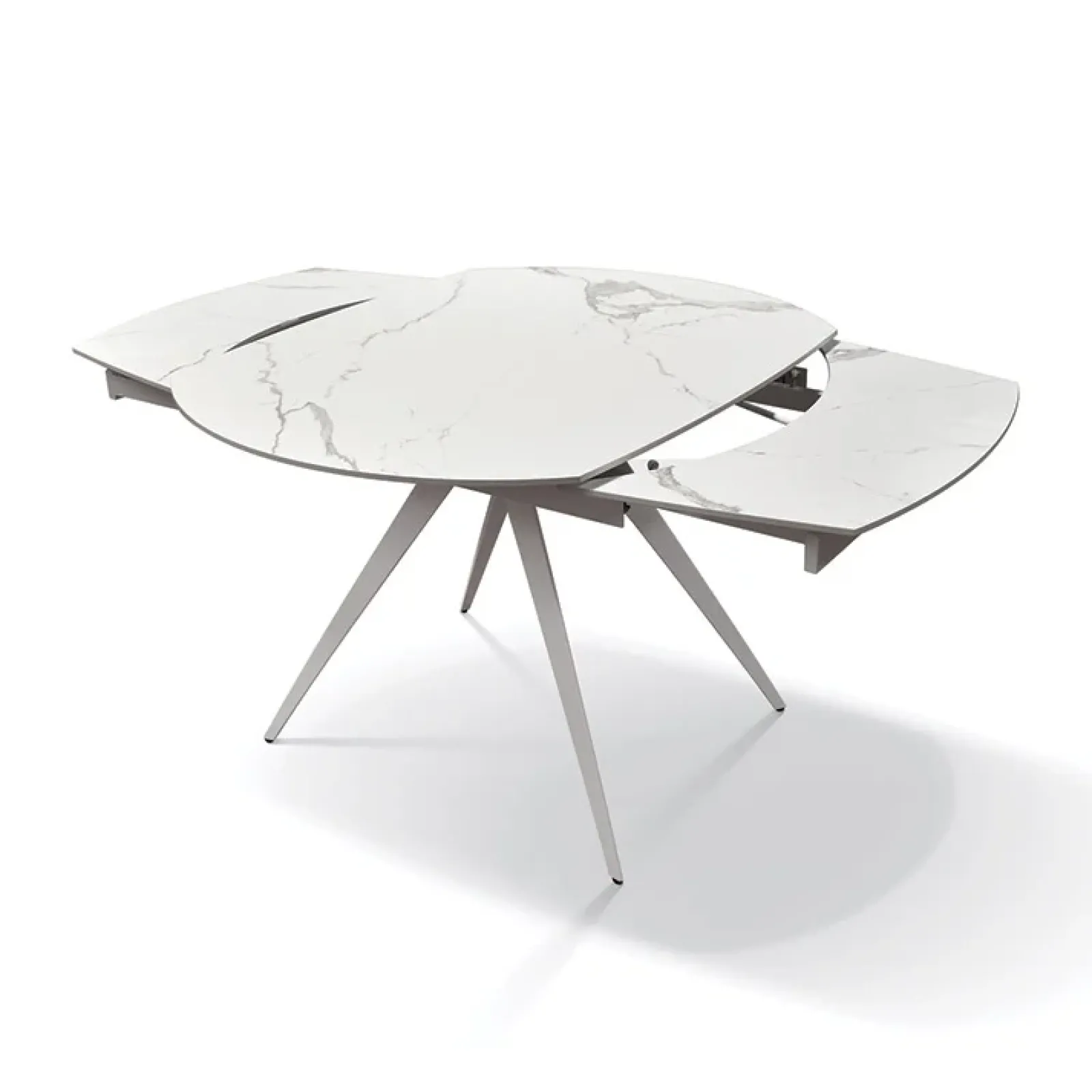 Garnero Arredamenti Tavoli Da Pranzo|Tavoli Allungabili-Tavolo 120/180 cm allungabile bianco effetto marmo metallo Globo Marmo bianco