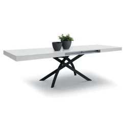Garnero Arredamenti Tavoli Da Pranzo|Tavoli Allungabili-Tavolo 160/240 cm allungabile metallo Otab Bianco Frassinato