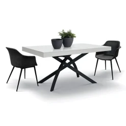 Garnero Arredamenti Tavoli Da Pranzo|Tavoli Allungabili-Tavolo 140/220 cm allungabile metallo Otab Bianco Frassinato