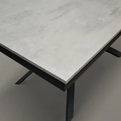 Garnero Arredamenti Tavoli Da Pranzo|Tavoli Allungabili-Tavolo 120/170 cm allungabile cemento metallo ossido Velvet Nero - Cemento