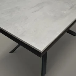 Garnero Arredamenti Tavoli Da Pranzo|Tavoli Allungabili-Tavolo 160/220 cm allungabile cemento metallo ossido Velvet Nero - Cemento