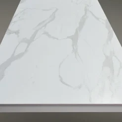 Garnero Arredamenti Tavoli Da Pranzo|Tavoli Allungabili-Tavolo 140/200 cm allungabile effetto metallo bianco Larkin Marmo bianco
