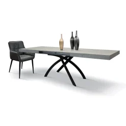 Garnero Arredamenti Tavoli Da Pranzo|Tavoli Allungabili-Tavolo 140/220 cm allungabile grigio metallo Otab Cemento