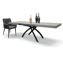 Garnero Arredamenti Tavoli Da Pranzo|Tavoli Allungabili-Tavolo 160/240 cm allungabile grigio metallo Otab Cemento