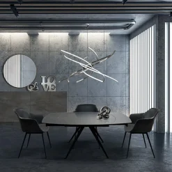 Garnero Arredamenti Tavoli Da Pranzo|Tavoli Allungabili-Tavolo 120/180 cm allungabile grigio metallo Globo Grafite