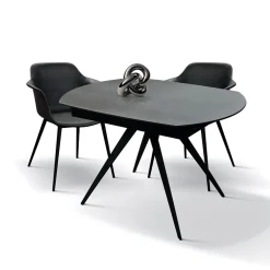 Garnero Arredamenti Tavoli Da Pranzo|Tavoli Allungabili-Tavolo 120/180 cm allungabile grigio metallo Globo Grafite