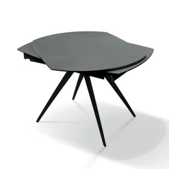 Garnero Arredamenti Tavoli Da Pranzo|Tavoli Allungabili-Tavolo 120/180 cm allungabile grigio metallo Globo Grafite