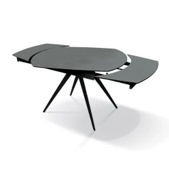 Garnero Arredamenti Tavoli Da Pranzo|Tavoli Allungabili-Tavolo 120/180 cm allungabile grigio metallo Globo Grafite
