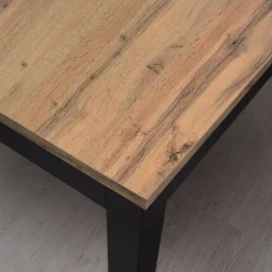 Garnero Arredamenti Tavoli Da Pranzo|Tavoli Allungabili-Tavolo 90/180 cm allungabile metallo ossido Alanda Rovere Rustico