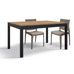 Garnero Arredamenti Tavoli Da Pranzo|Tavoli Allungabili-Tavolo 110/160 cm allungabile metallo ossido Alanda Rovere Rustico
