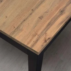 Garnero Arredamenti Tavoli Da Pranzo|Tavoli Allungabili-Tavolo 110/160 cm allungabile metallo ossido Alanda Rovere Rustico