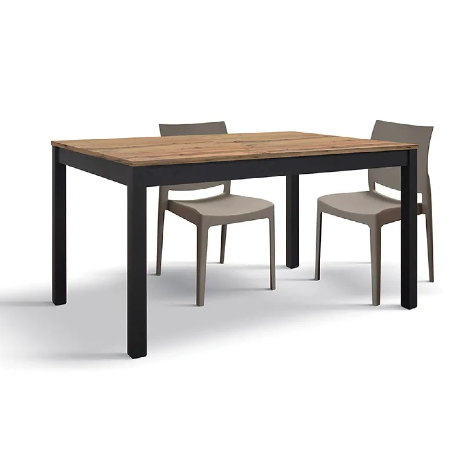 Garnero Arredamenti Tavoli Da Pranzo|Tavoli Allungabili-Tavolo allungabile 120/170 cm industrial metallo ossido Alanda Rovere Rustico