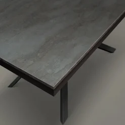 Garnero Arredamenti Tavoli Da Pranzo|Tavoli Allungabili-Tavolo allungabile 160/220 cm moderno acciaio ossido metallo Velvet Ossido - Nero opaco